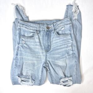 American Eagle Hi Rise Jegging Crop Distressed Jeans Size 2
